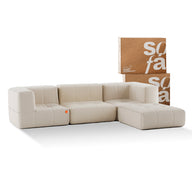 Sofá na Caixa modular 3 lugares em Boucle com Apoio de pé - Linho · vista 14