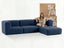 Sofá na Caixa modular 3 lugares em Boucle com Apoio de pé - Azul