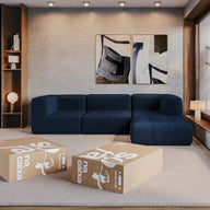 Sofá na Caixa modular 3 lugares em Boucle com Apoio de pé - Azul · vista 7