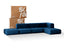 Sofá na Caixa modular 3 lugares em Boucle - 1 Braço com 2 Chaises - Azul