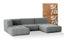 Sofá na Caixa modular 3 lugares em Boucle - 1 Braço com 2 Chaises - Cinza