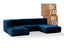 Sofá na Caixa modular 3 lugares em Boucle - 1 Braço com 2 Chaises - Azul