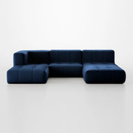 Sofá na Caixa modular 3 lugares em Boucle - 1 Braço com 2 Chaises - Azul · vista 10