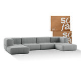 Sofá na Caixa modular 4 lugares em Boucle com 2 Chaise -  Cinza