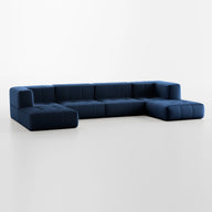 Sofá na Caixa modular 4 lugares em Boucle com 2 Chaise -  Azul · vista 10
