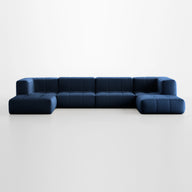Sofá na Caixa modular 4 lugares em Boucle com 2 Chaise -  Azul · visão geral final