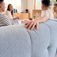 Sofá na Caixa modular 3 lugares em Boucle com 2 Apoios de pé - Azul Claro