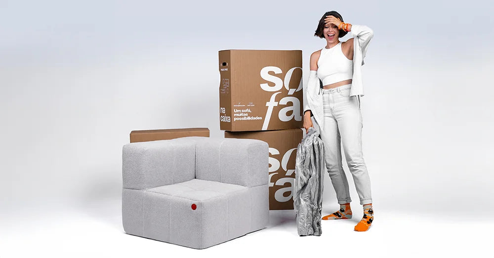 Sofá na Caixa modular - Apoio com entrada do Ombrelone - Branco