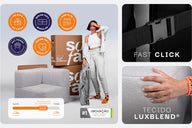 Sofá na Caixa modular 3 lugares em Boucle sem braço com chaise - Linho · detalhe construtivo